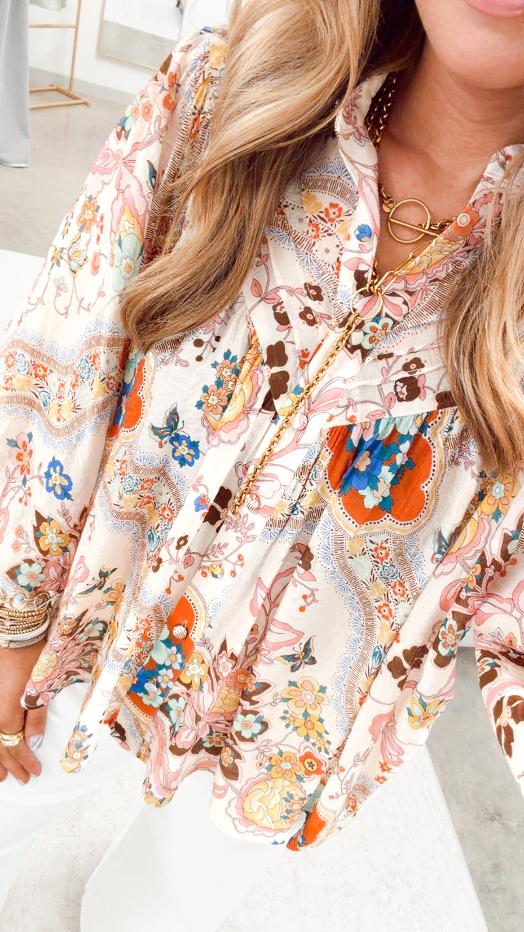The Marigold Paisley Button Down Blouse