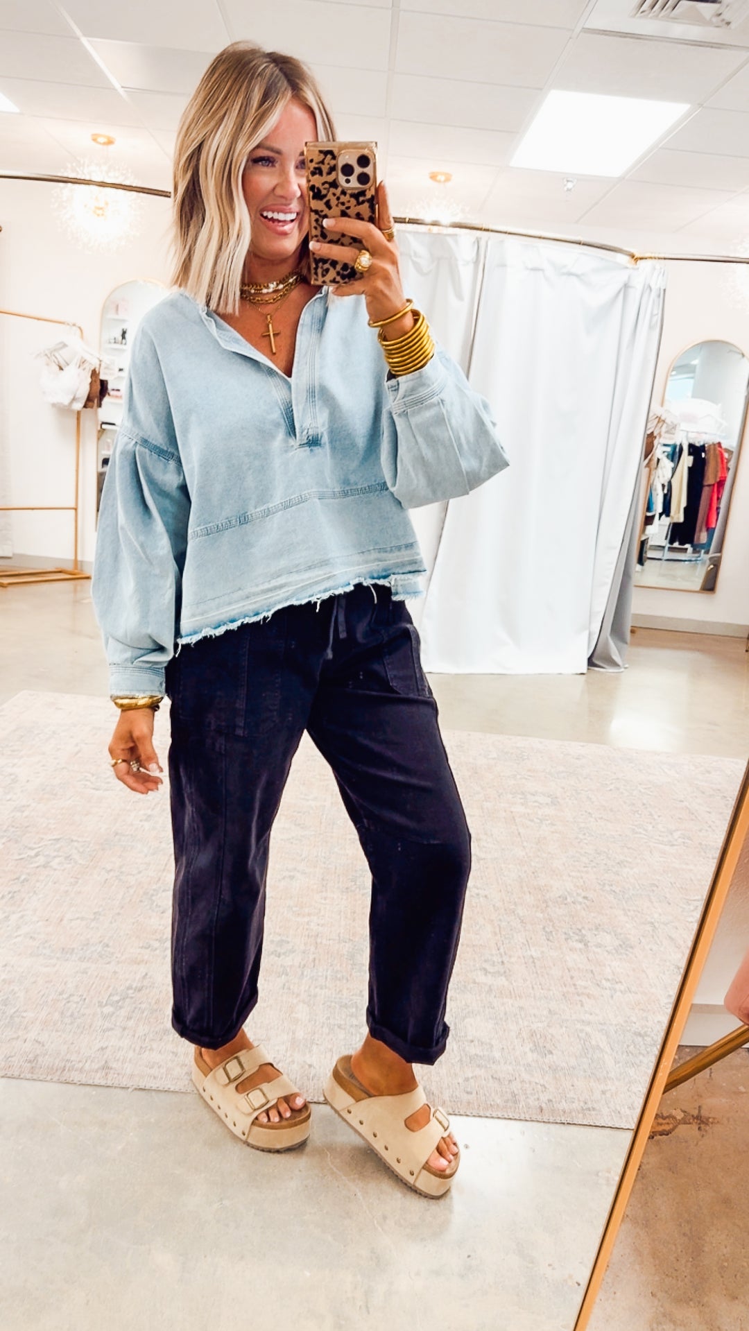 Avery Mineral Wash Denim Top