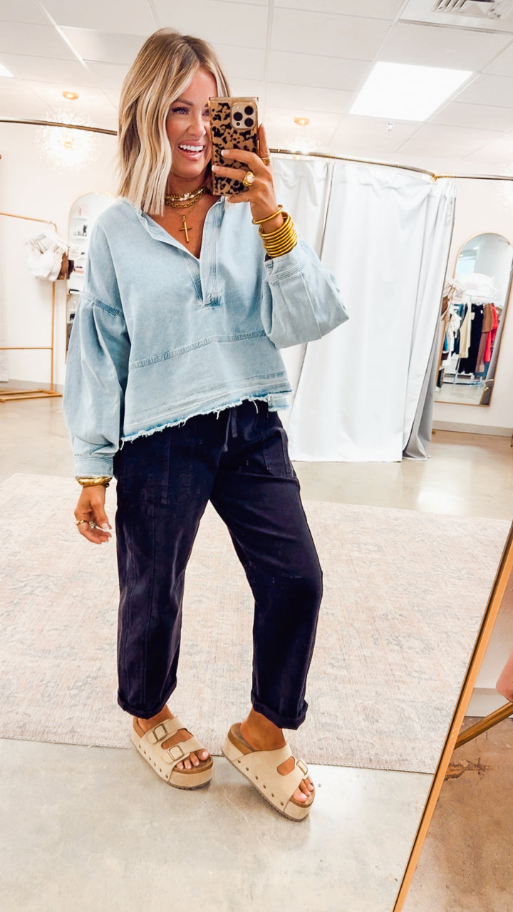 Avery Mineral Wash Denim Top