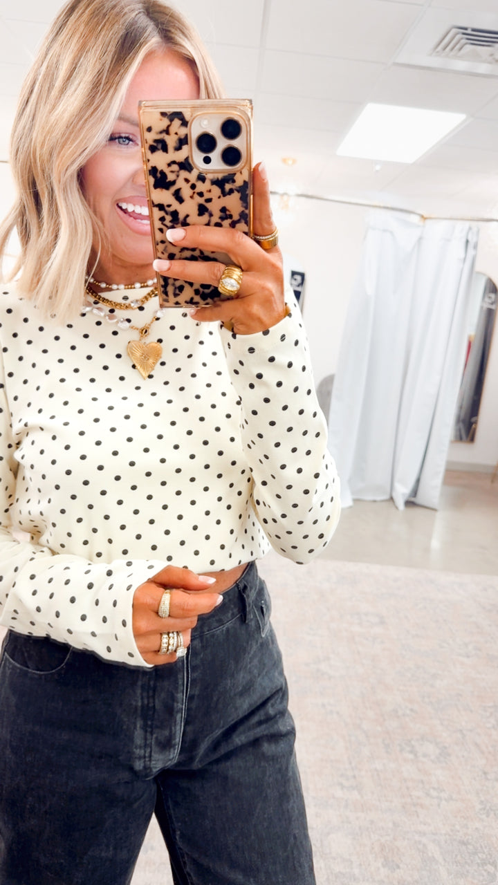 Mina Polka Dot Top-Ivory