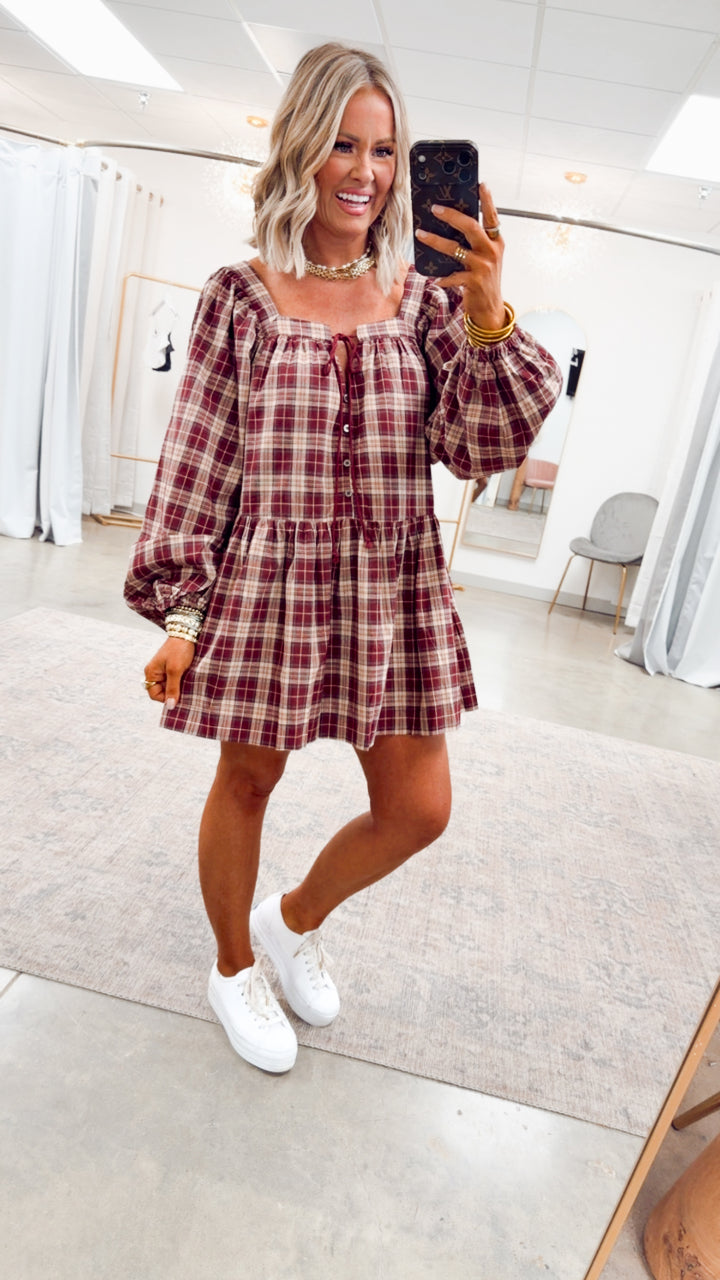 Harvest Checkered Mini Dress
