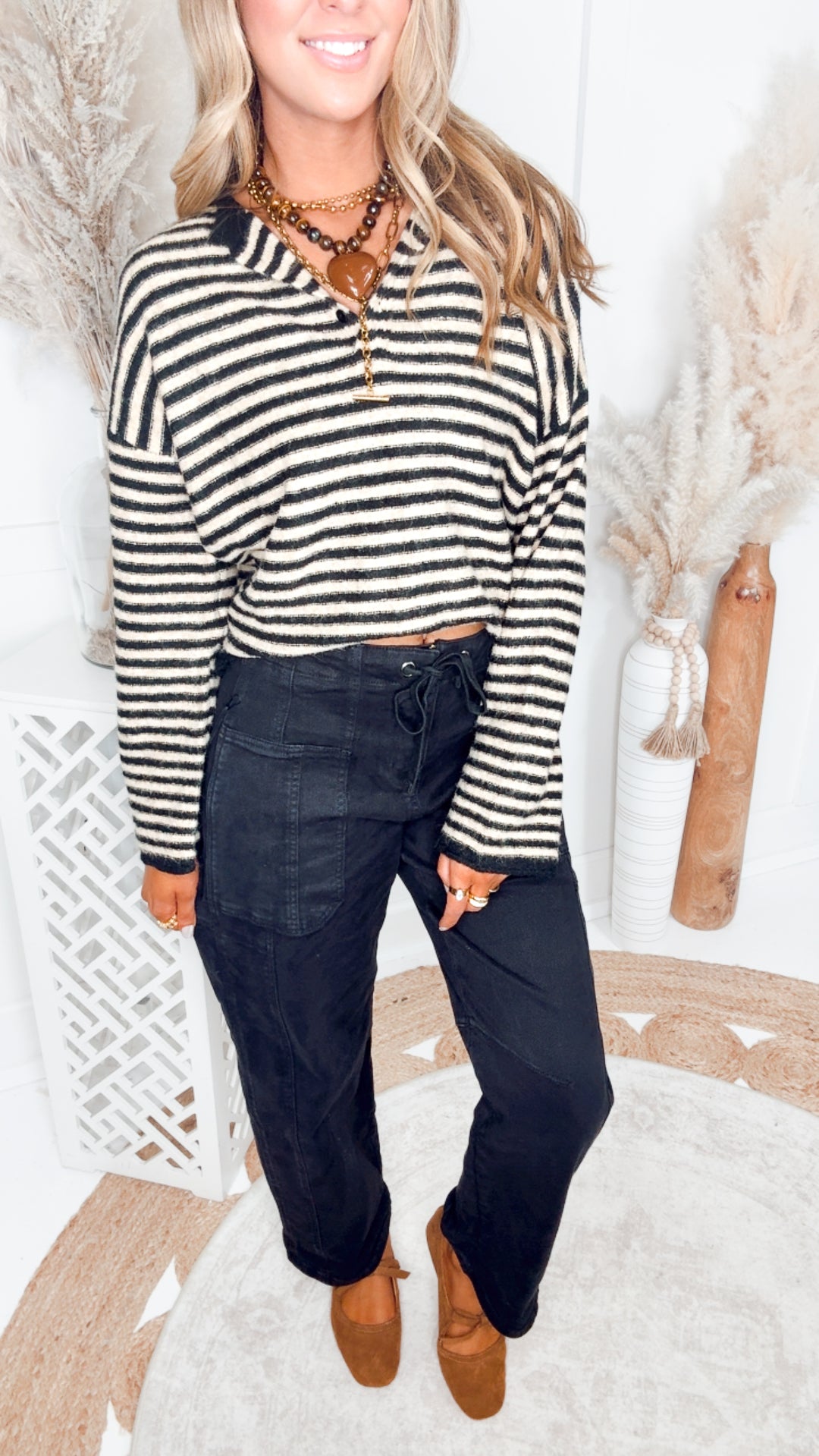 The Stripe Theory Top-Black/Mocha