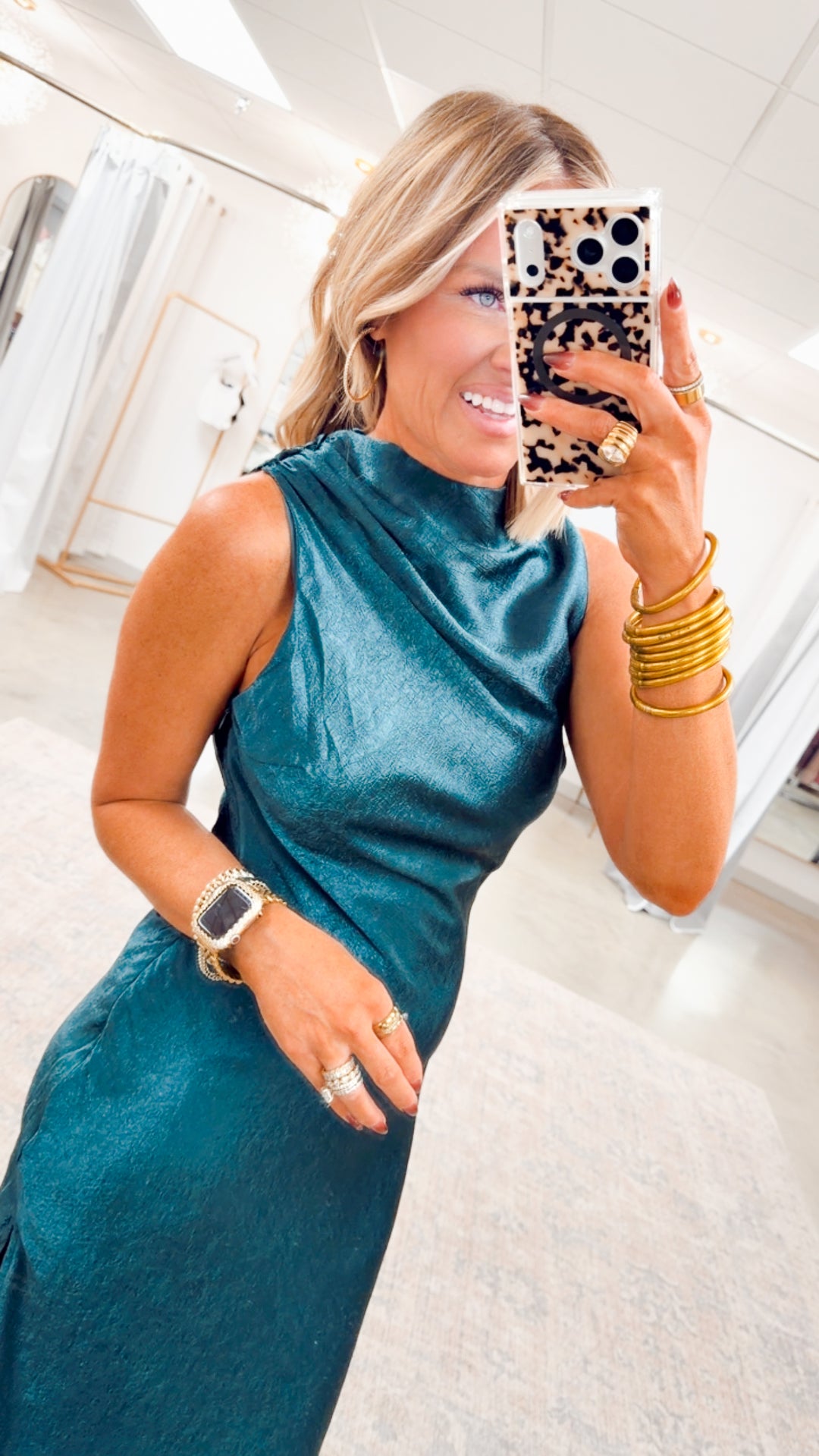 Emilia Cowl Neck Satin Midi Dress