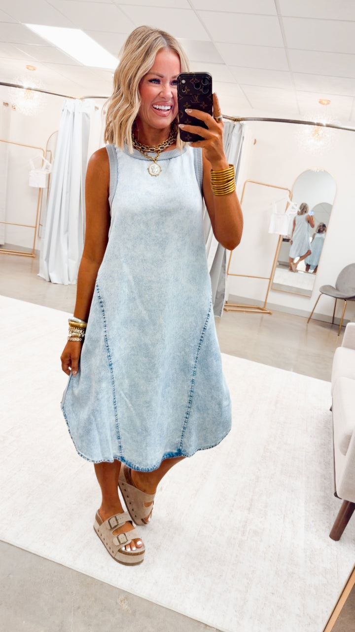 The City Walk Denim Midi Dress