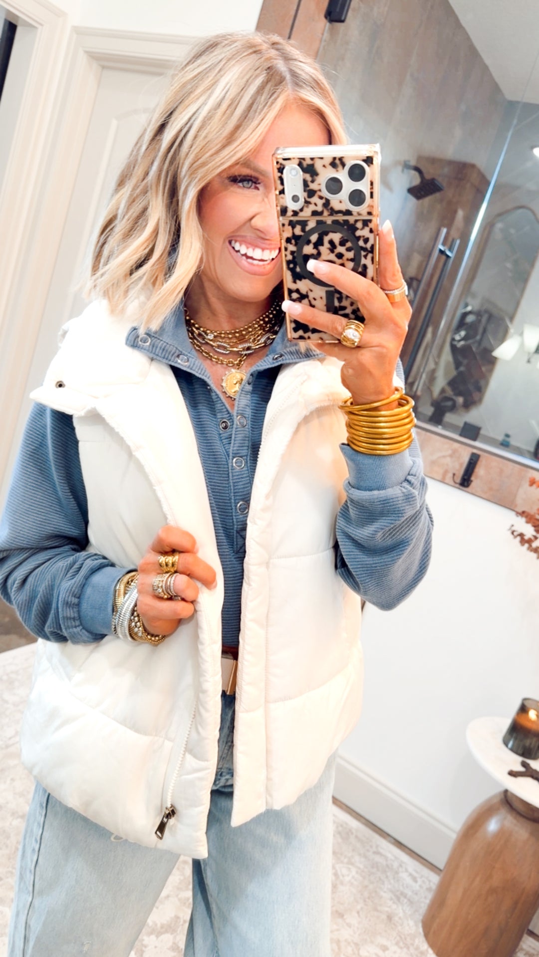 Summit Puffer Vest-Ivory