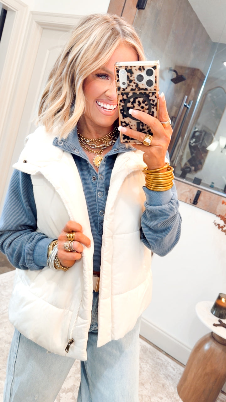 Summit Puffer Vest-Ivory