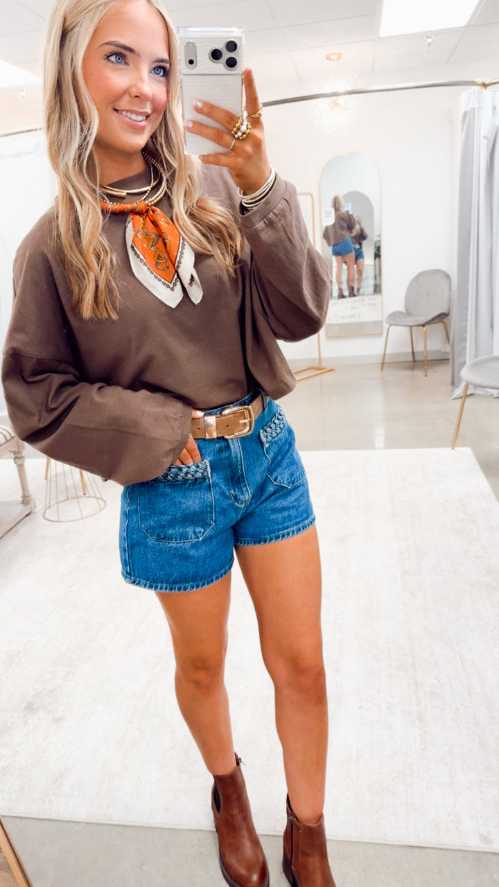 The She’s a Staple Long Sleeve Tee-Brown