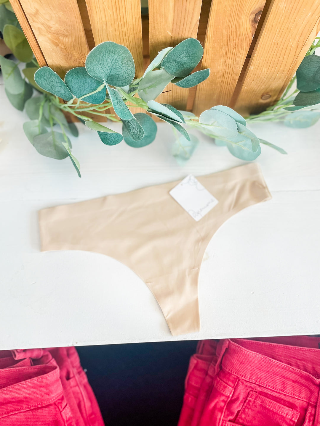 No Show Seamless Thong-Nude
