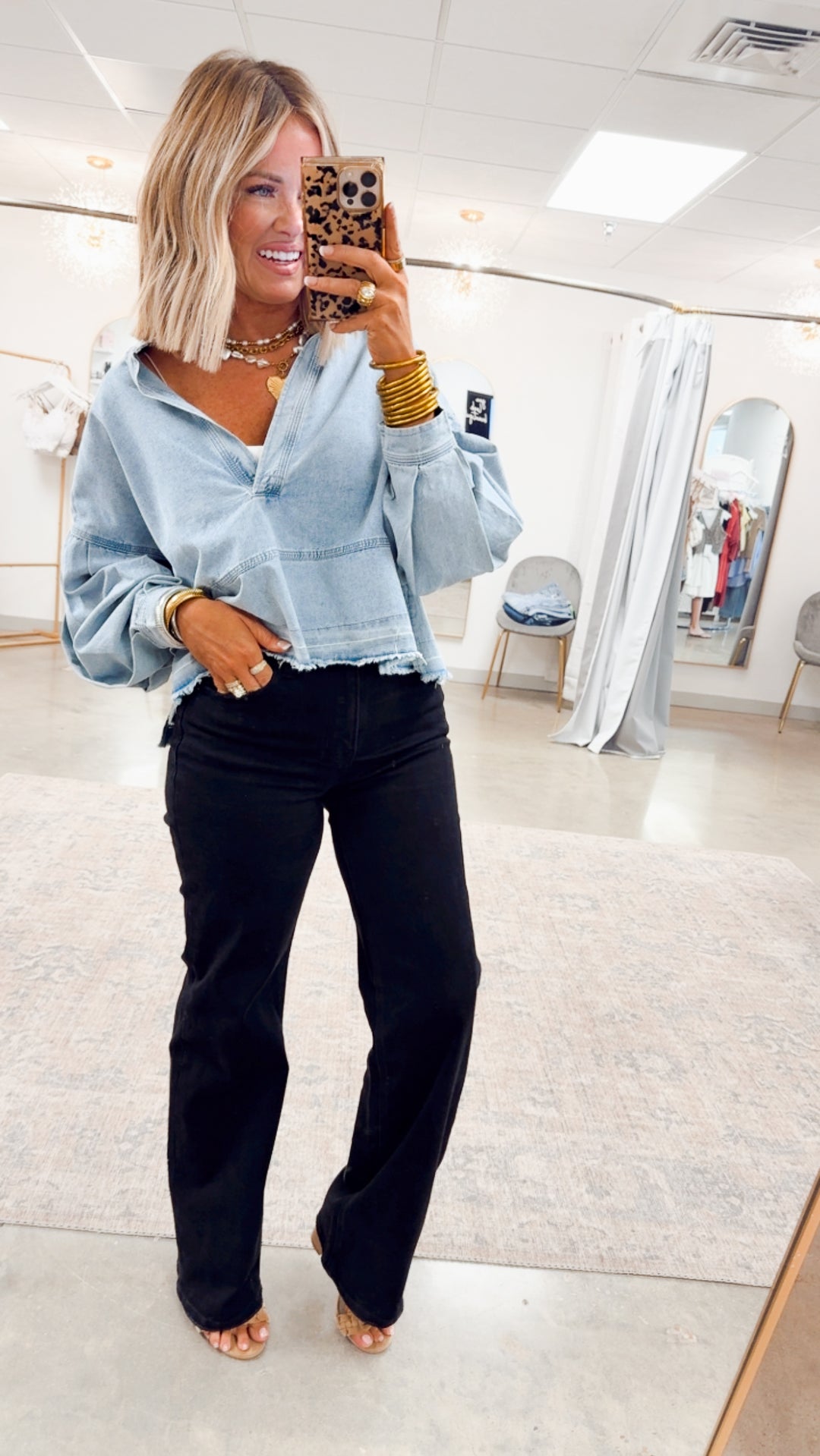 Classic High Rise Wide Leg Jeans-Black