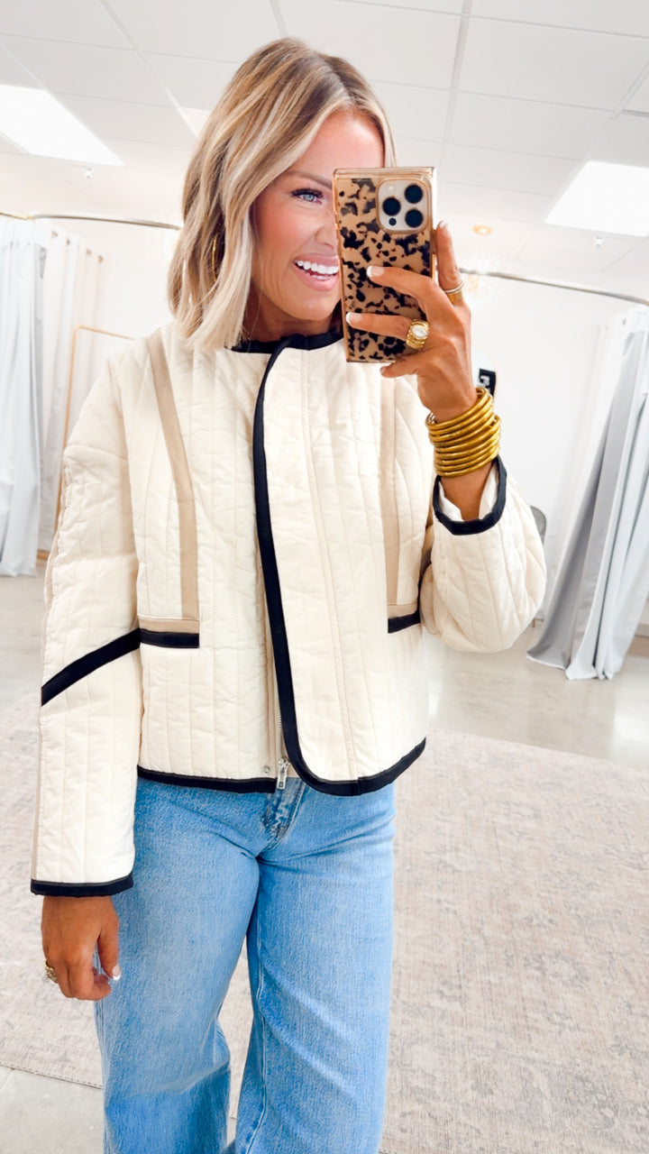 Color Block Quilted Jacket