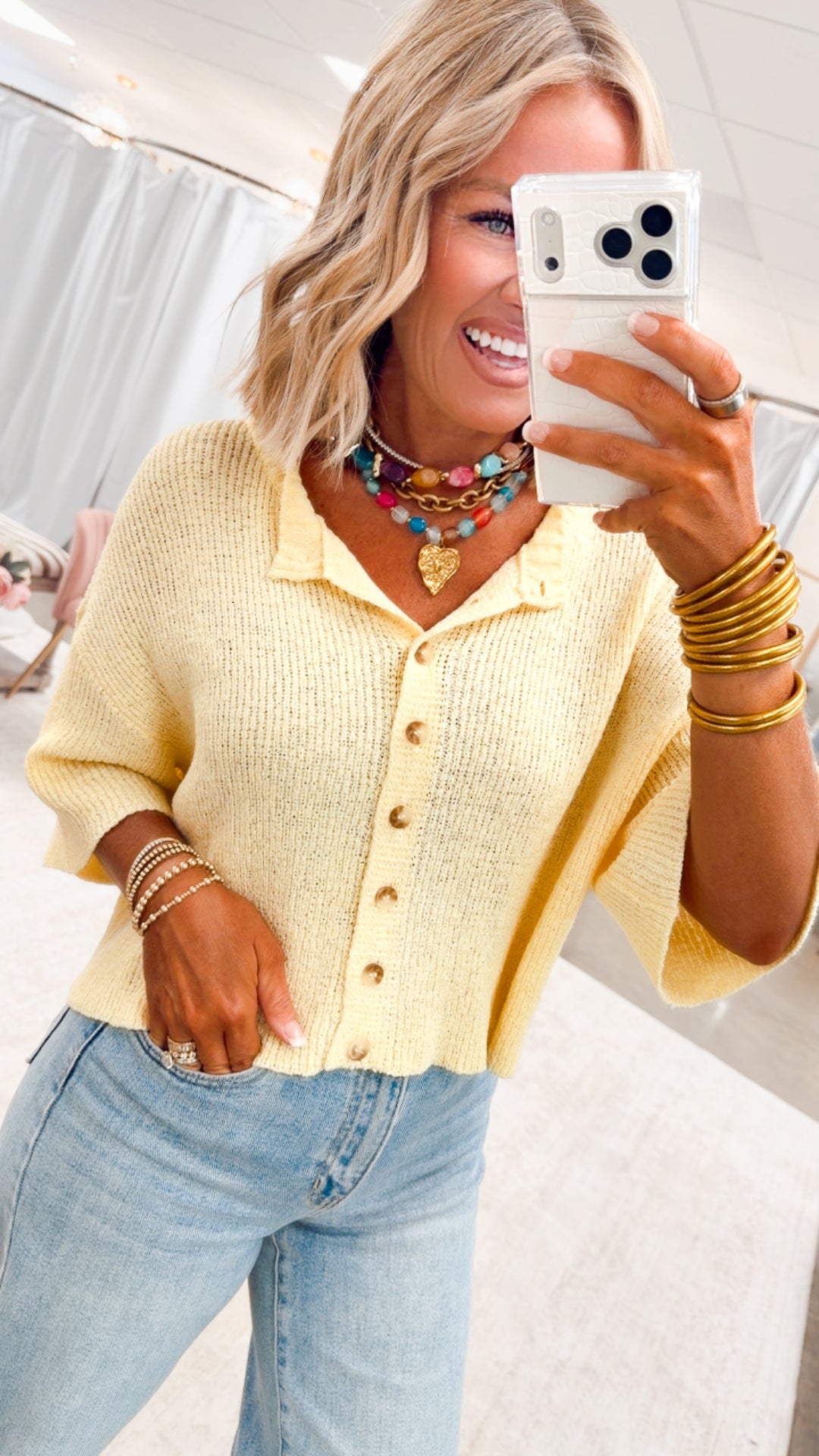 The Brandi Button Down Cardigan-Yellow
