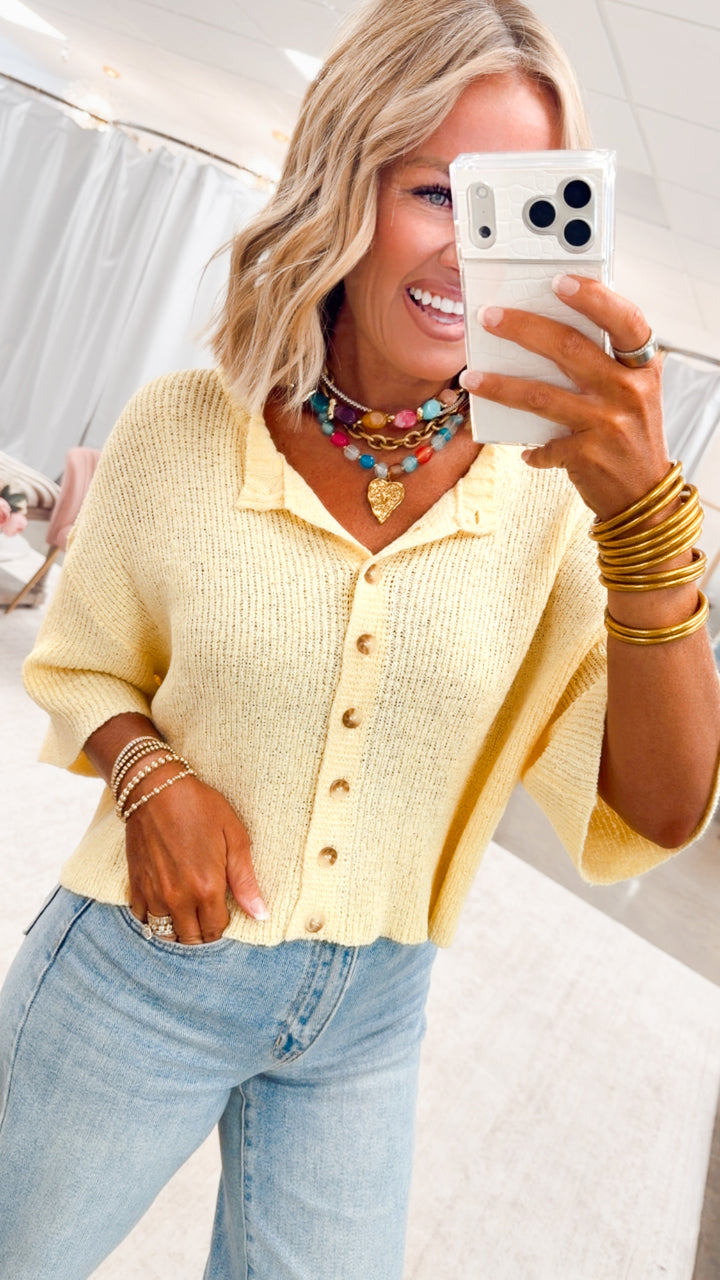 The Brandi Button Down Cardigan-Yellow
