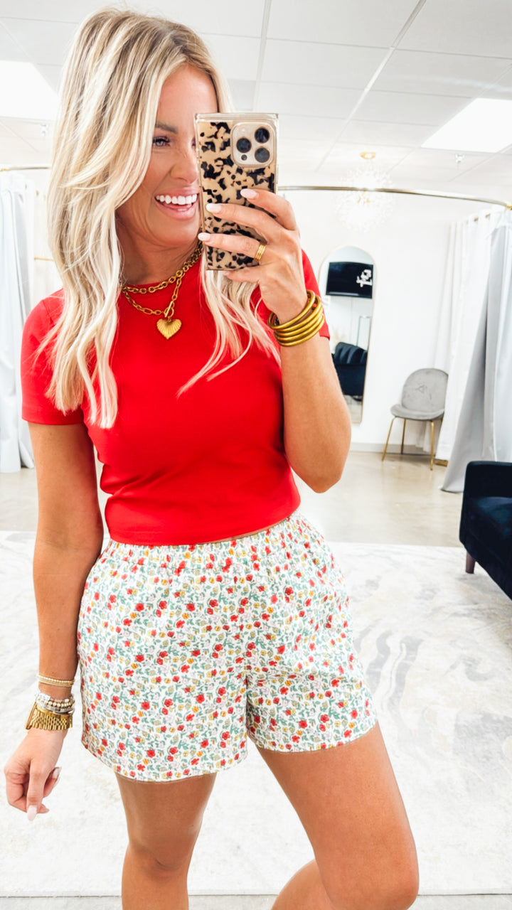 Casual Cropped Top-Ruby