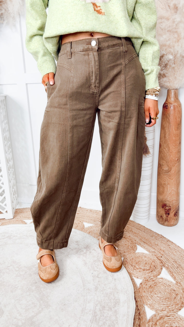 The Langston Barrel Pants-Moss