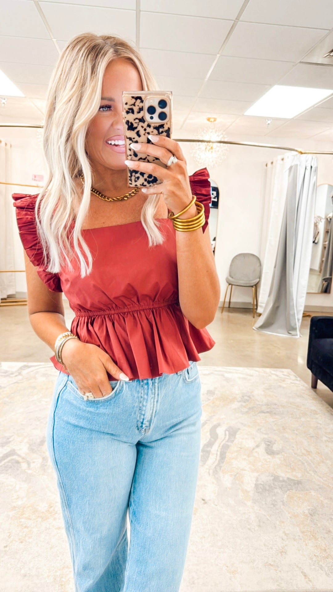 Sweet Ruffle Square Neck Top
