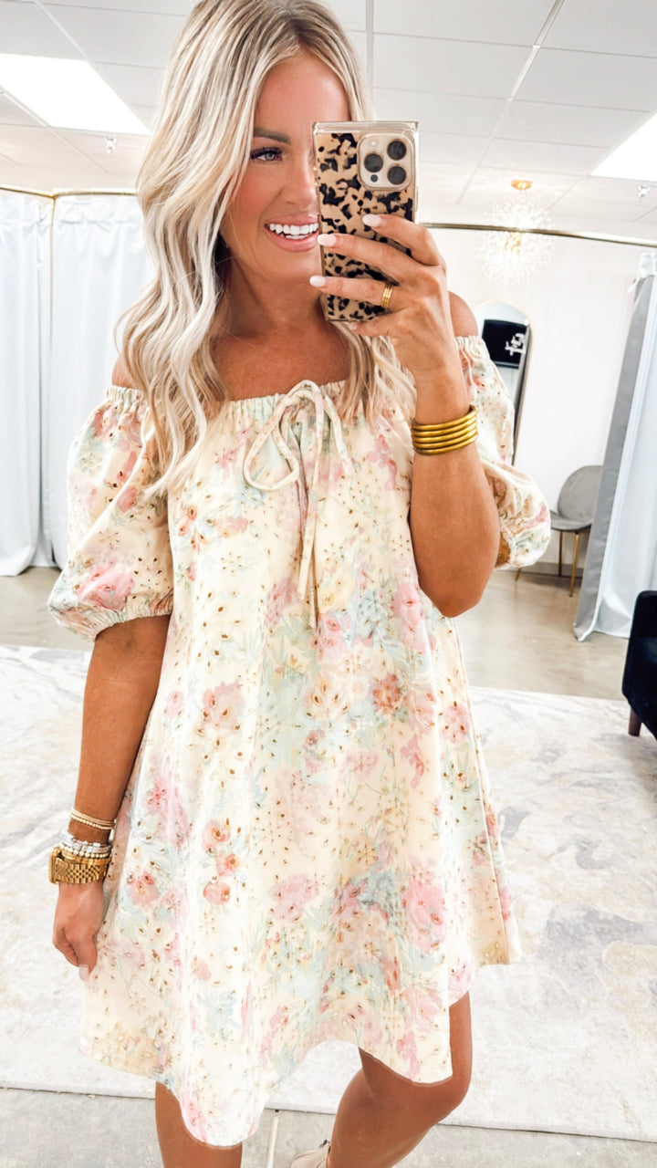 Ivy Floral Eyelet Lace Mini Dress