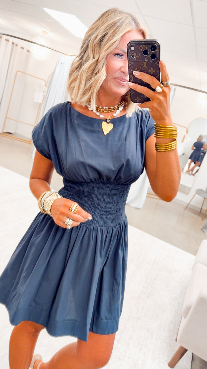 The Elin Poplin Dress-Midnight