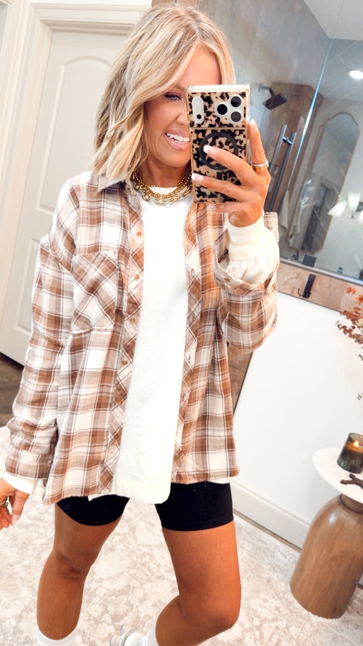 Mocha Flannel Top