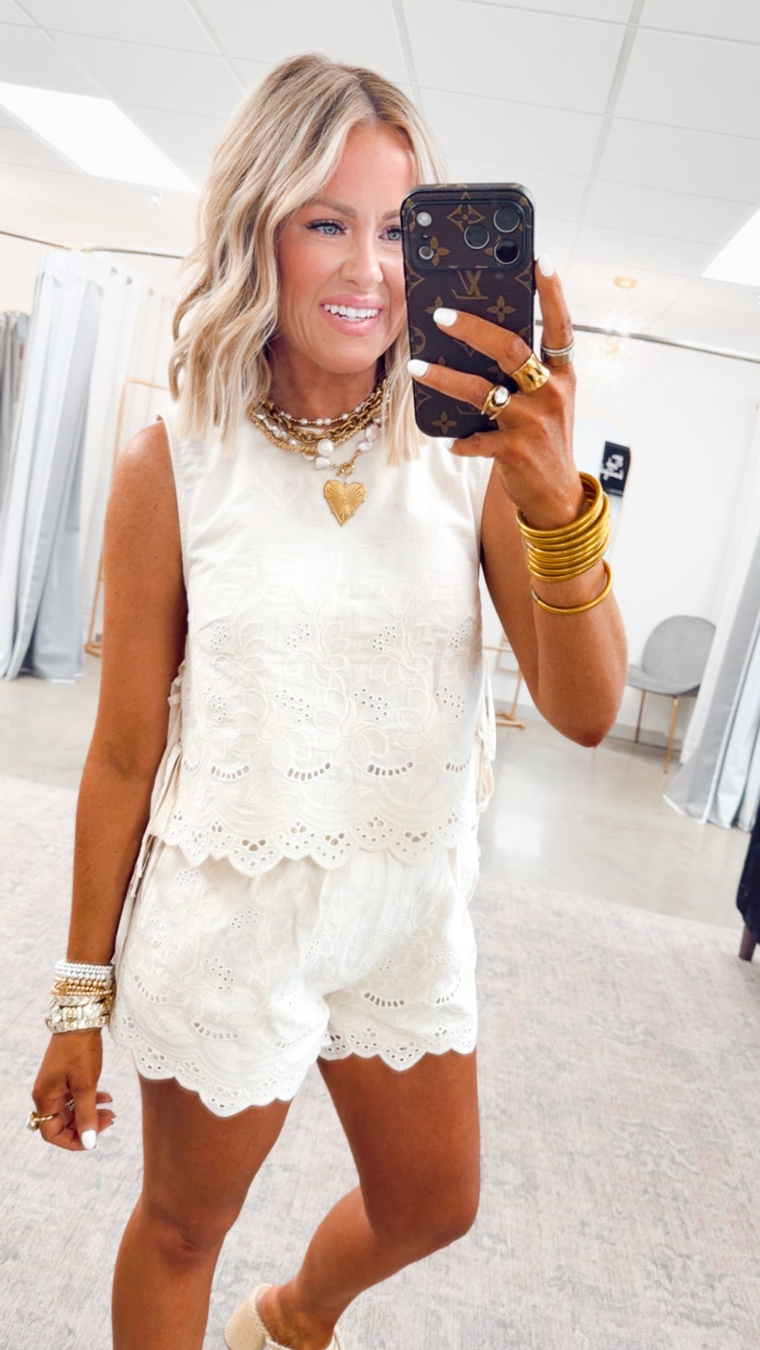Magnolia Eyelet Set-Oatmeal