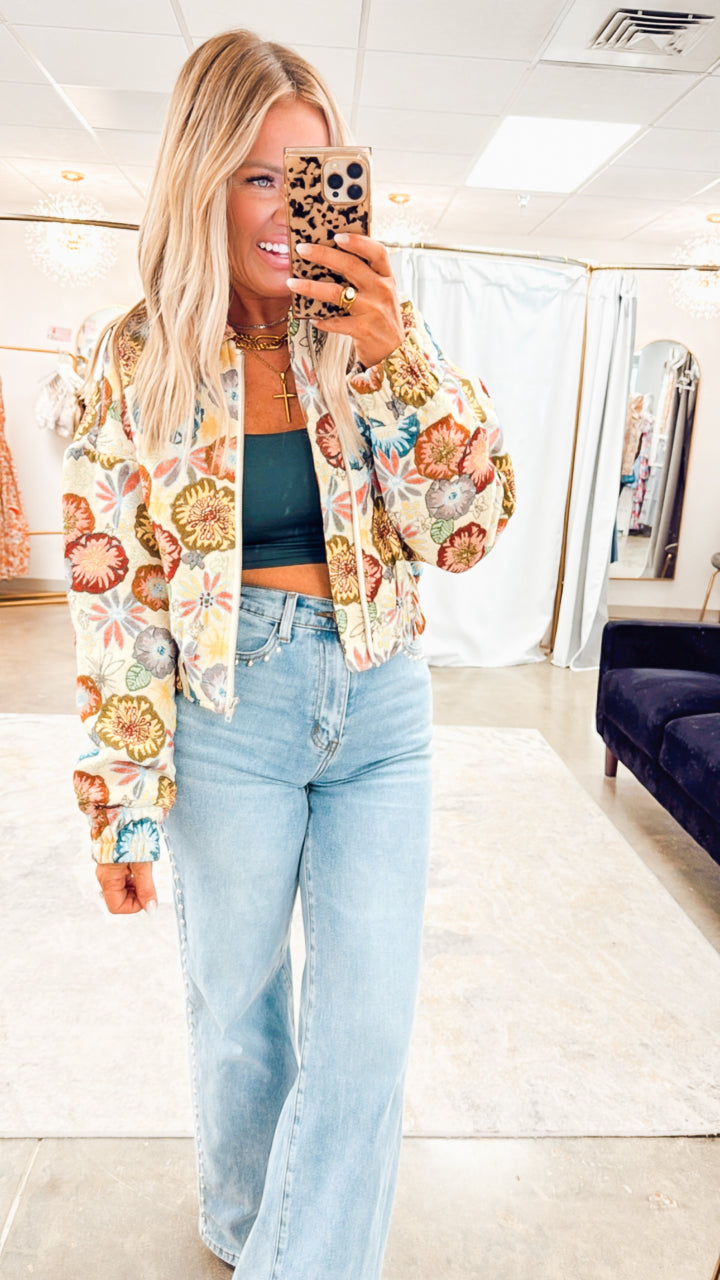 Vintage Vibes Cropped Floral Jacket
