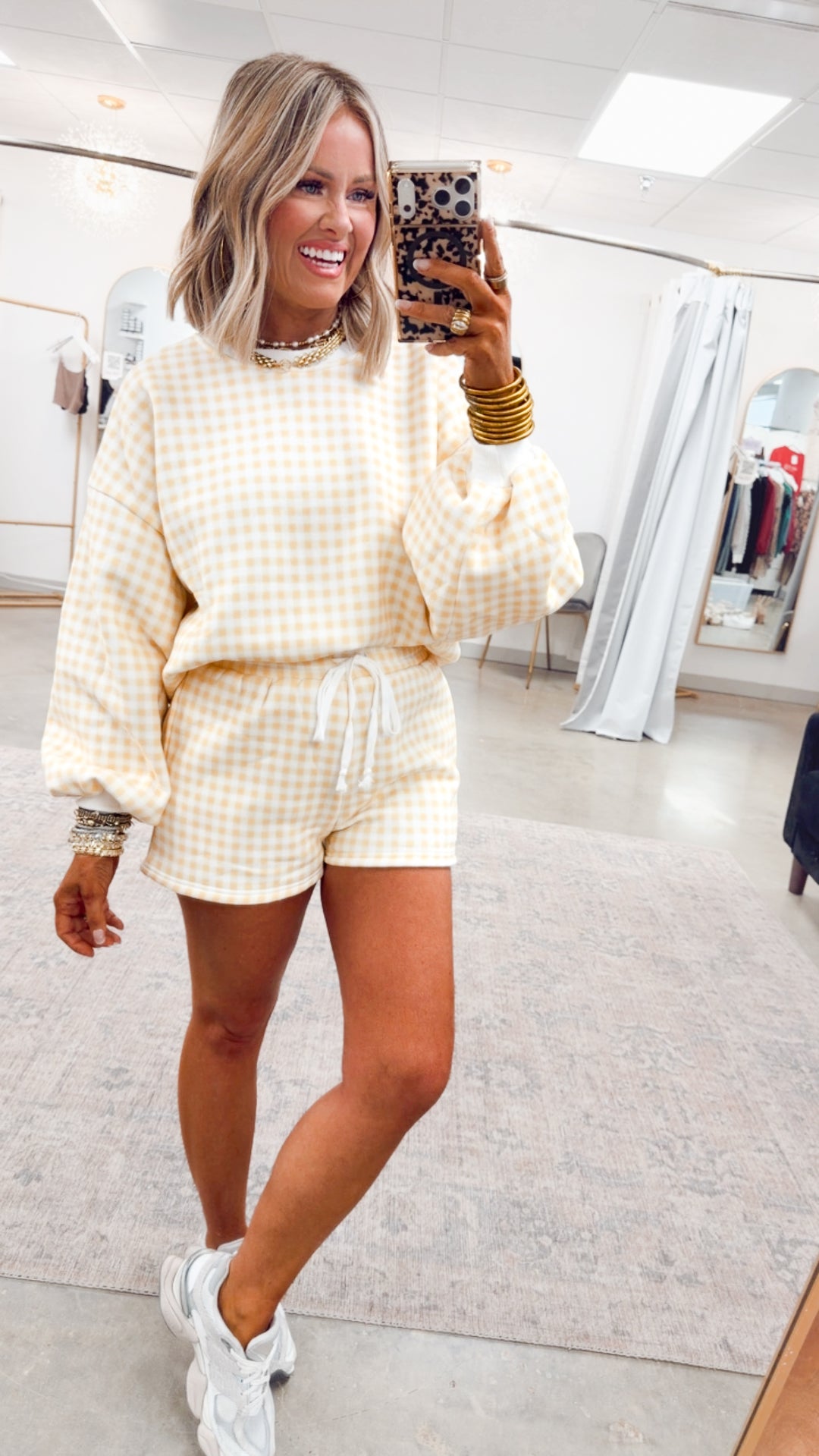 Gingham Lounge Set-Yellow