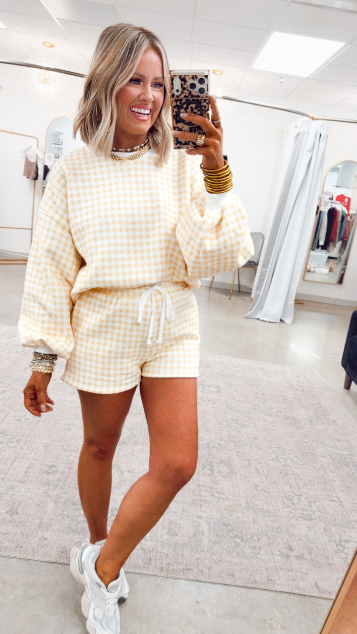 Gingham Lounge Set-Yellow