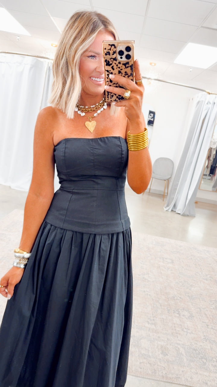 Bellamy Strapless Dress-Black