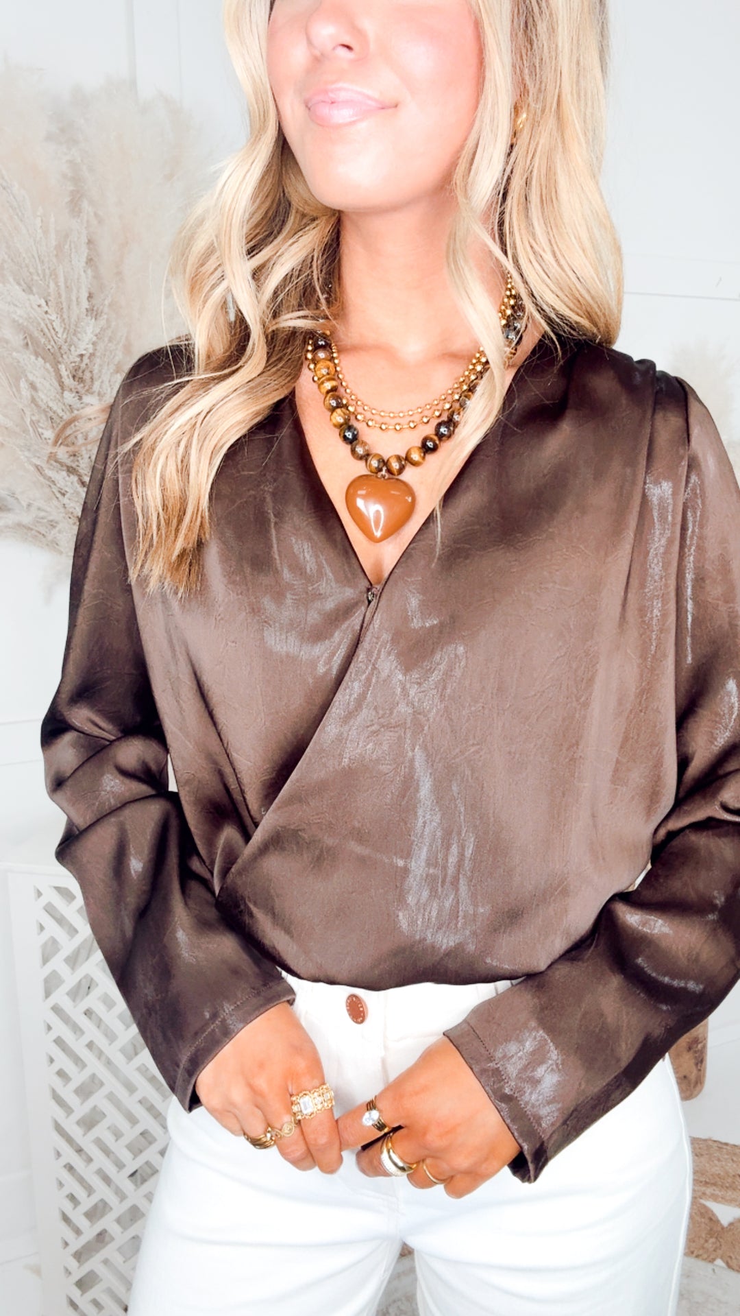 The Quinn Wrap Bodysuit-Brown