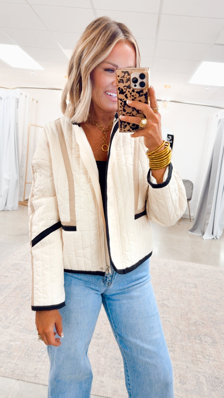 Color Block Quilted Jacket