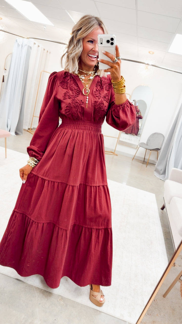 The Maison Bloom Maxi-Burgundy