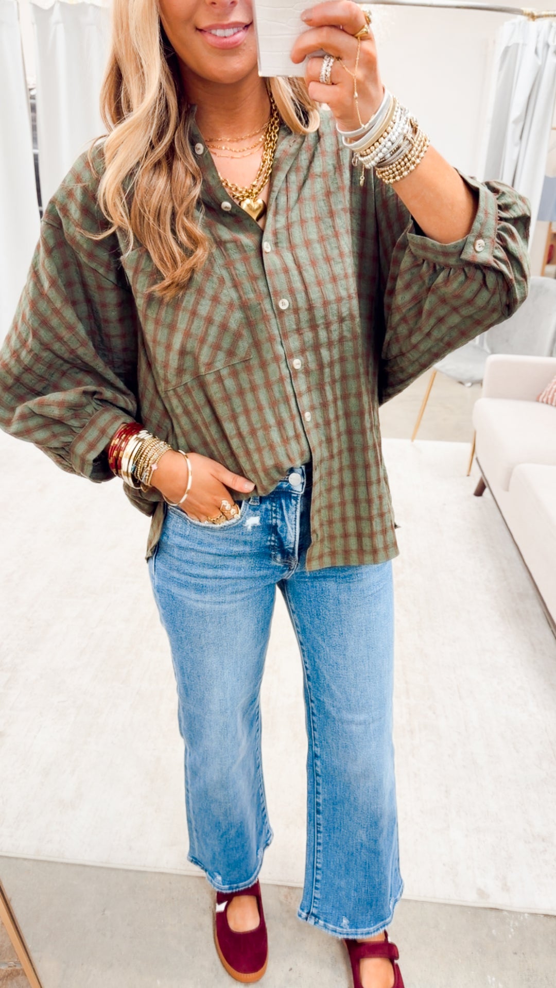 The Harvest Check Plaid Shirt-Olive