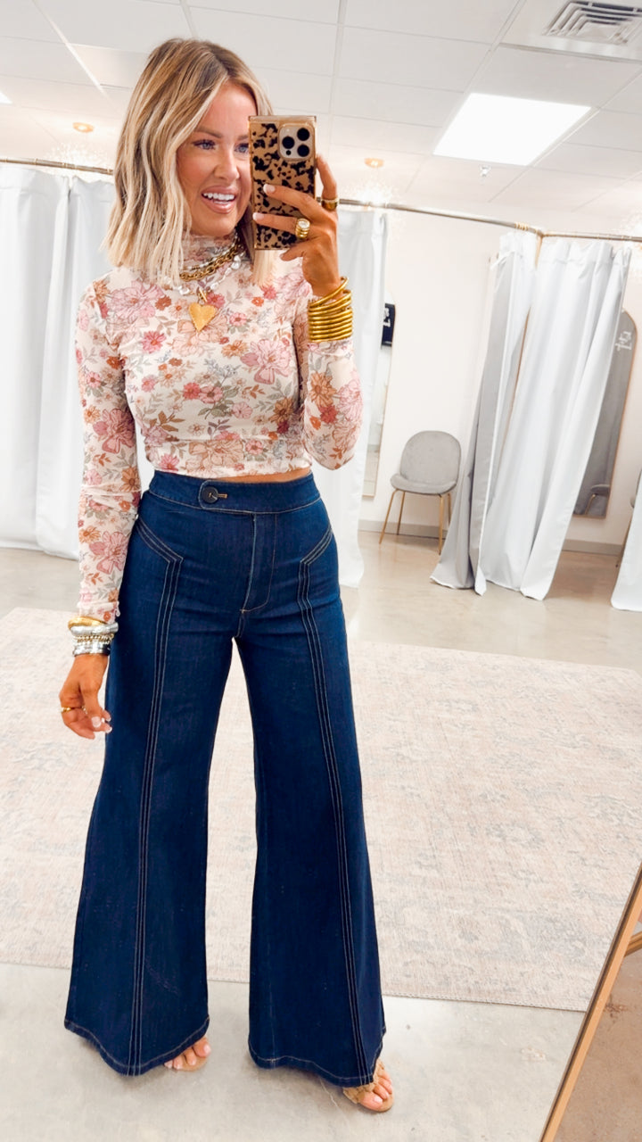 Meadow Lace Floral Mesh Top