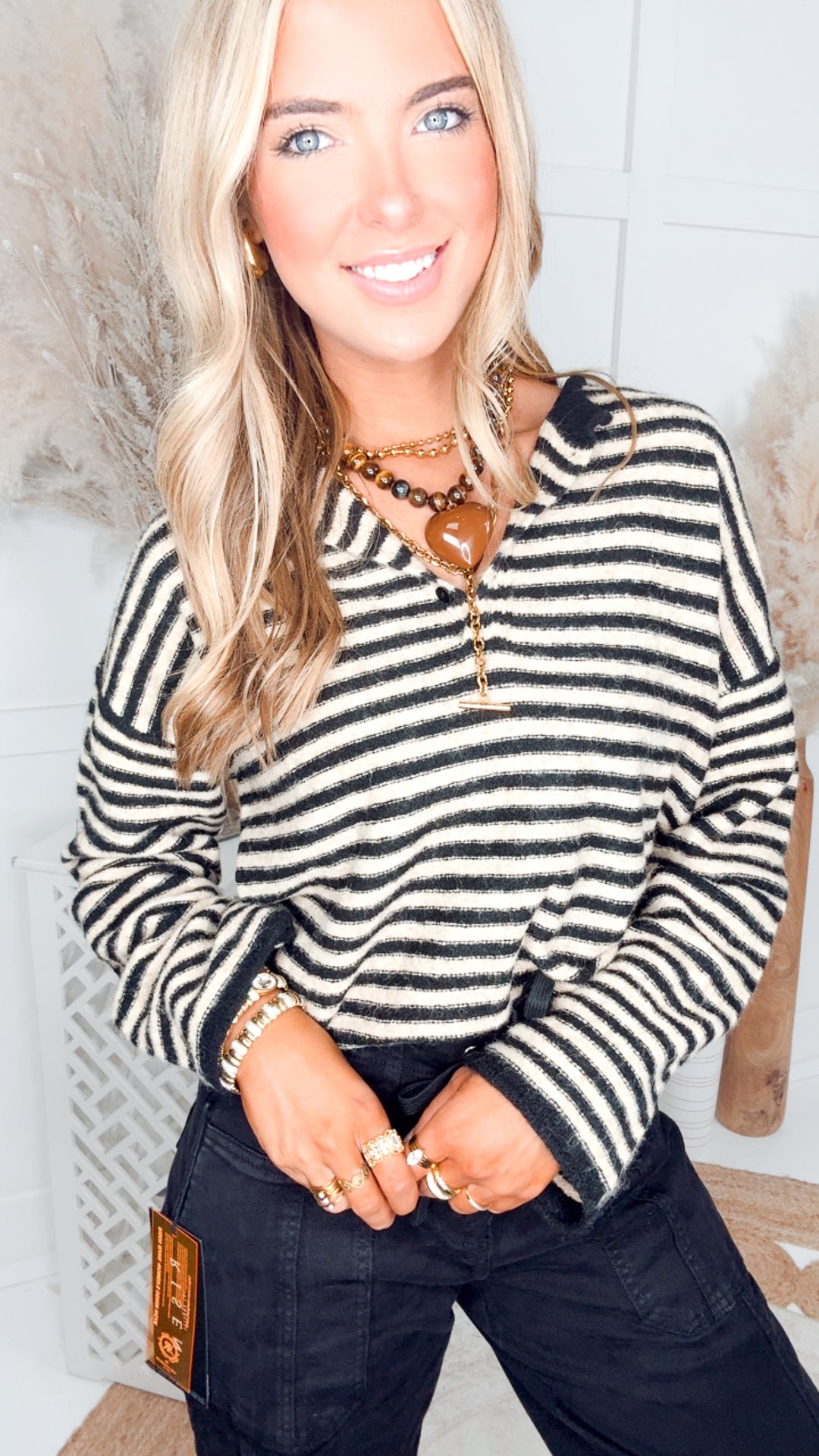 The Stripe Theory Top-Black/Mocha