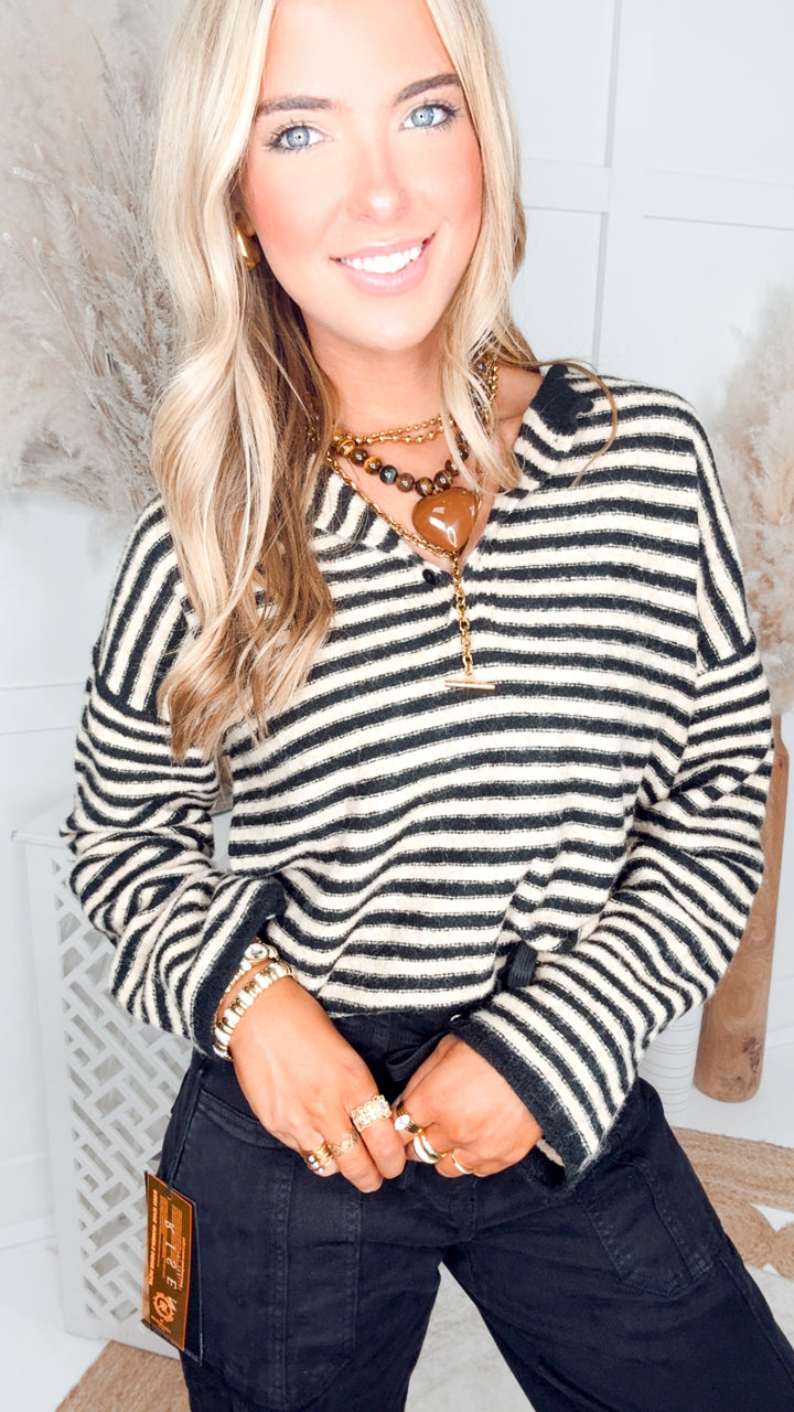 The Stripe Theory Top-Black/Mocha