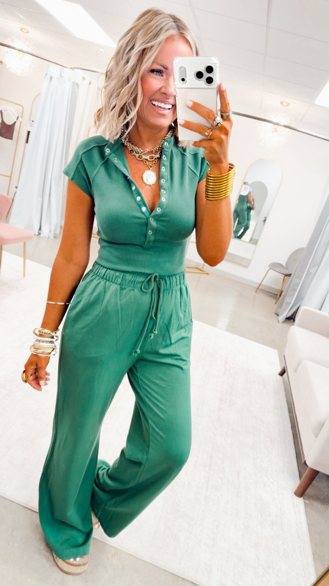 Evie Raglan Top & Pant Set-Hunter Green