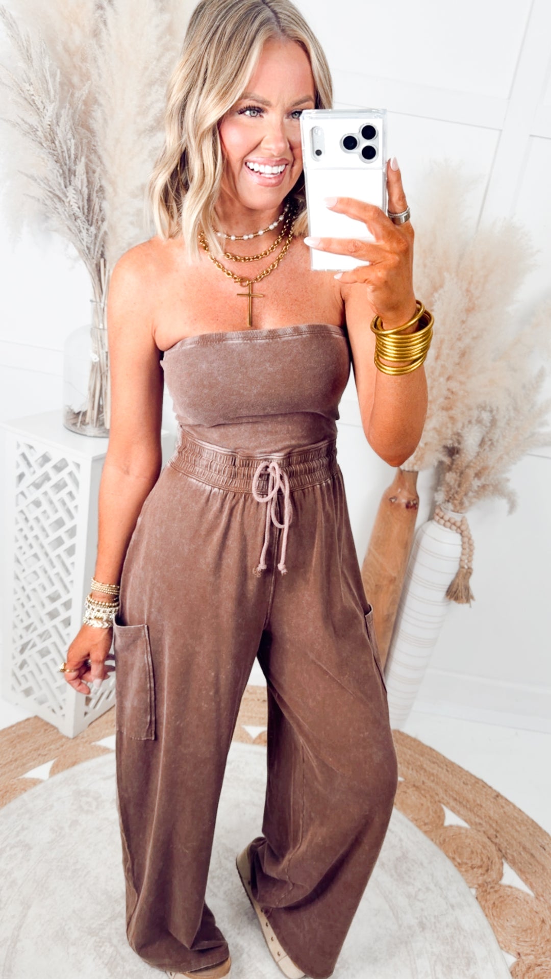 Coastal Ease Jumpsuit-Chocolate