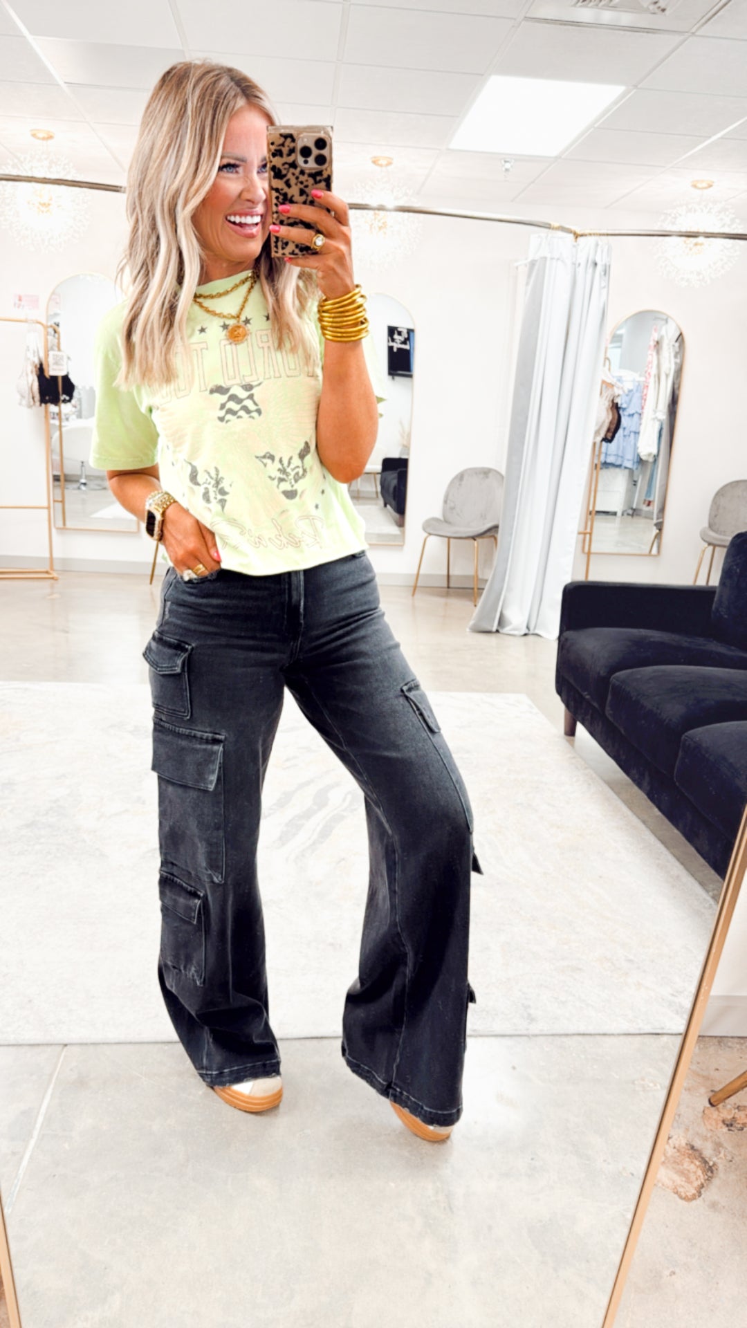 Charcoal Couture-High Rise Cargo Jeans