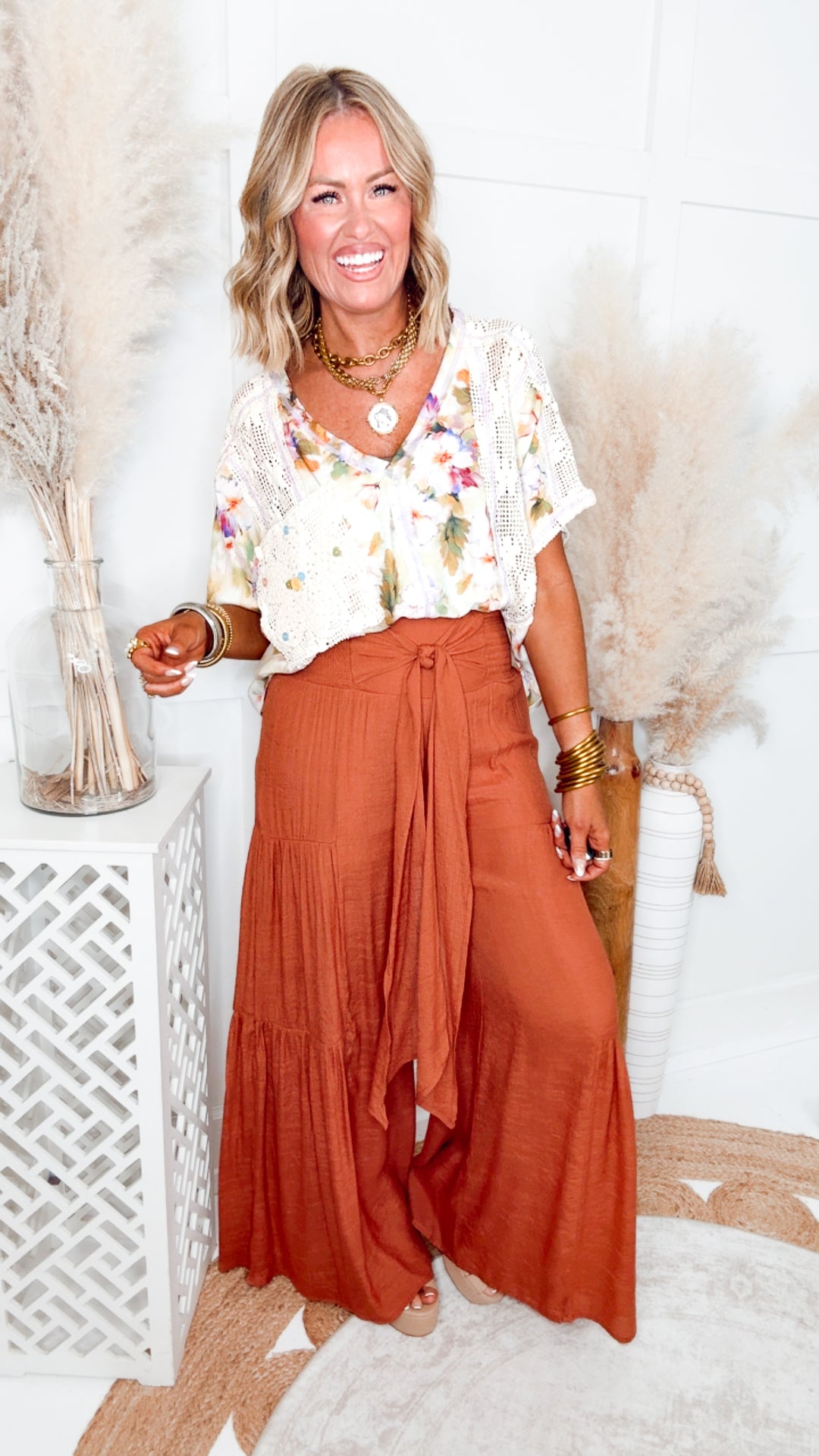 Carrington Palazzo Pants-Rust