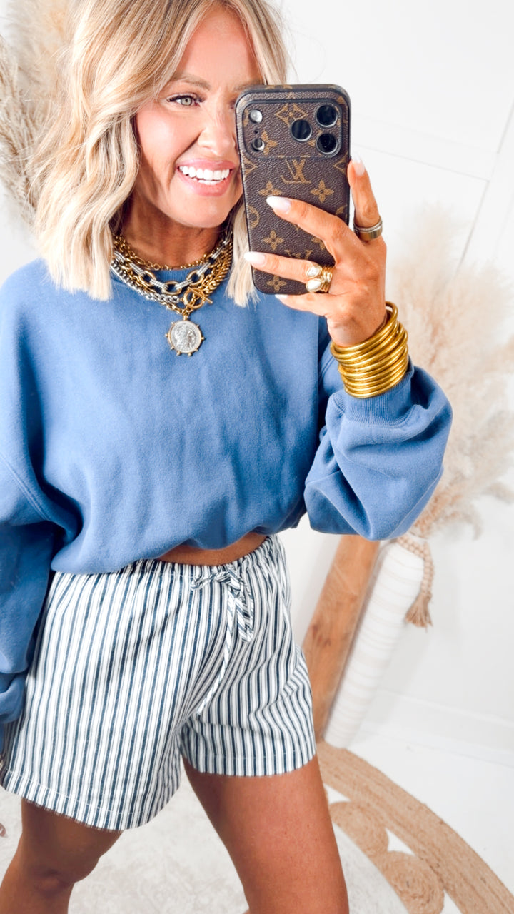 Sara Cropped Sweatshirt-Navy