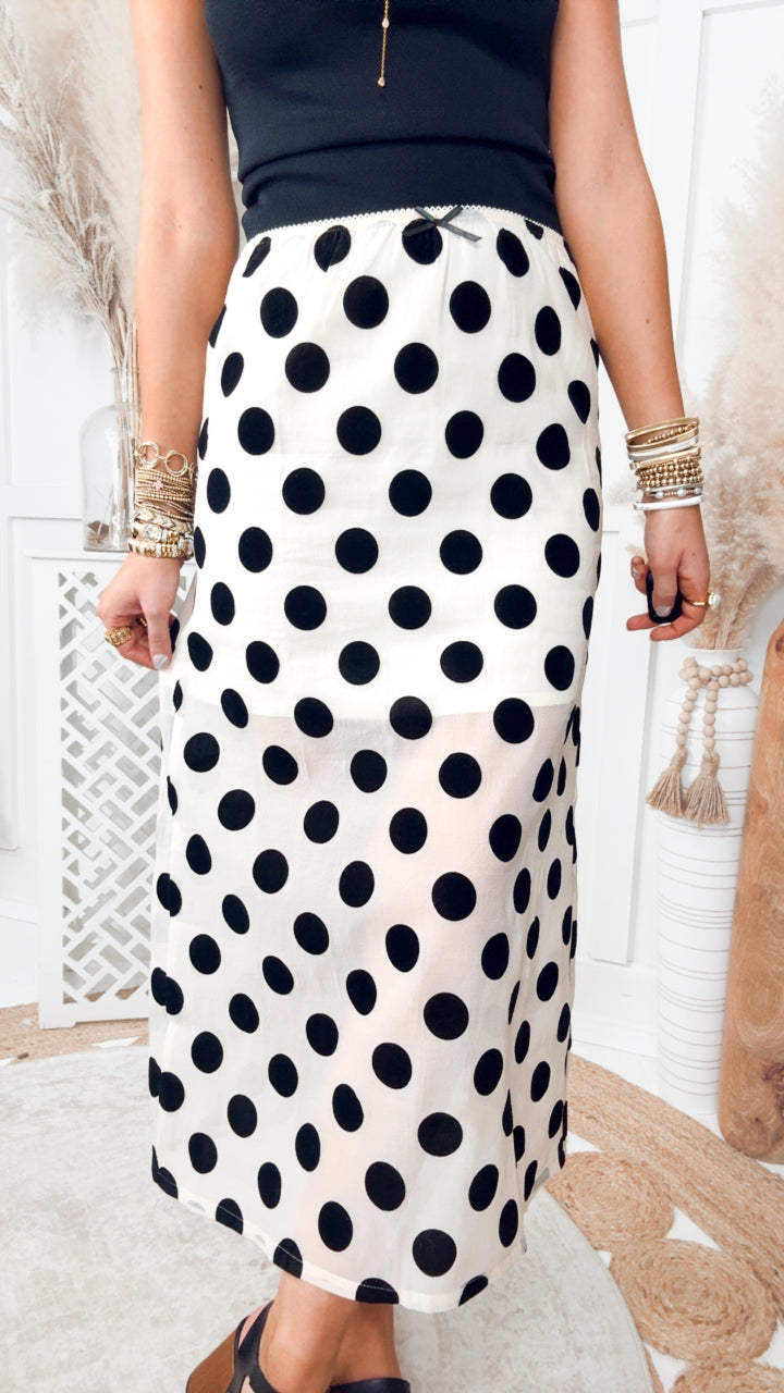 The Enchanted Polka Dot Midi Skirt