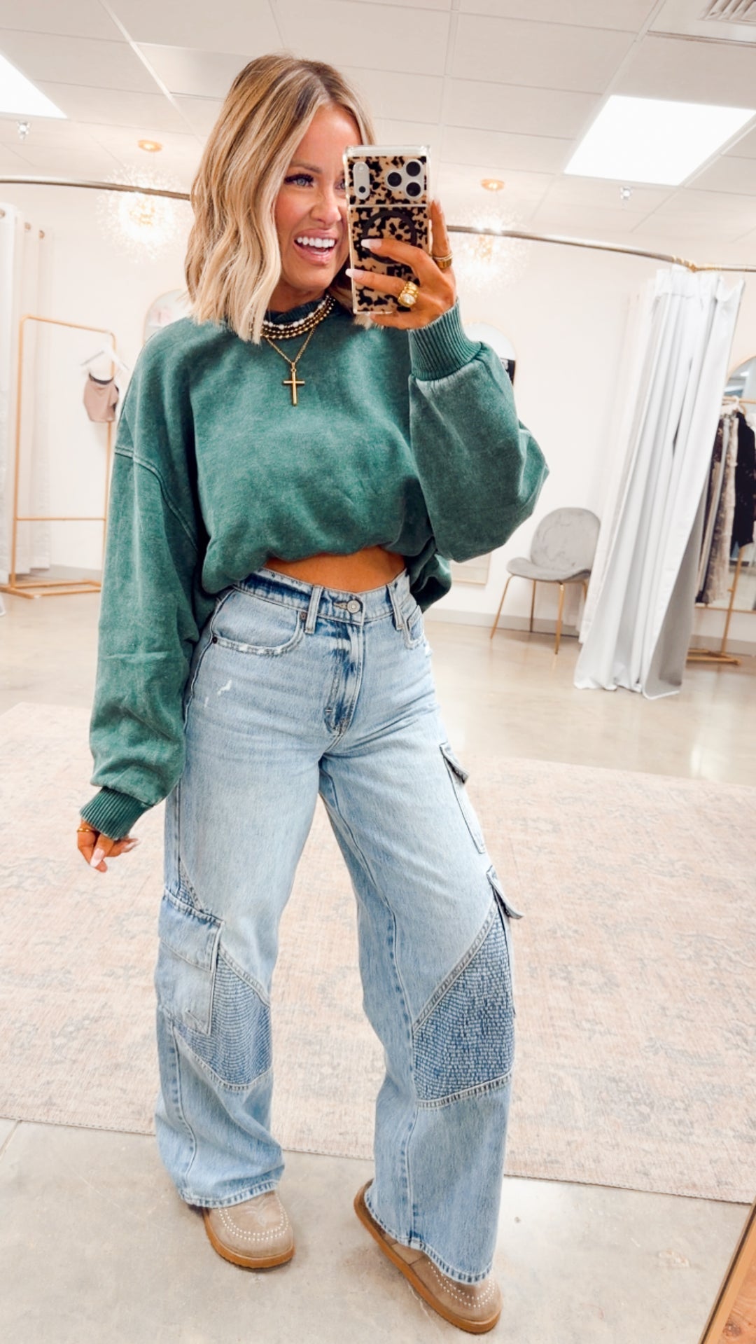 Plush Oversized Sweatshirt -Dark Green