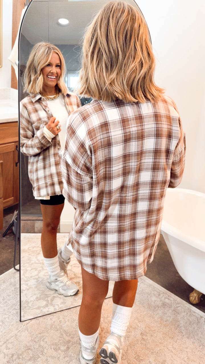 Mocha Flannel Top