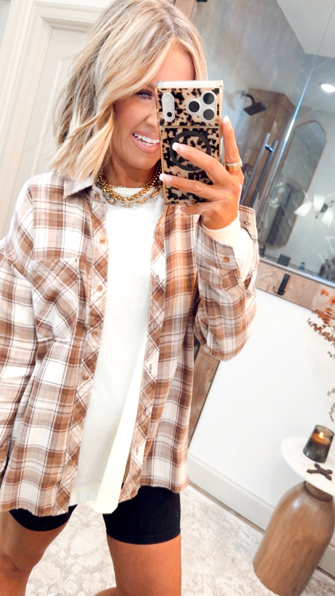 Mocha Flannel Top
