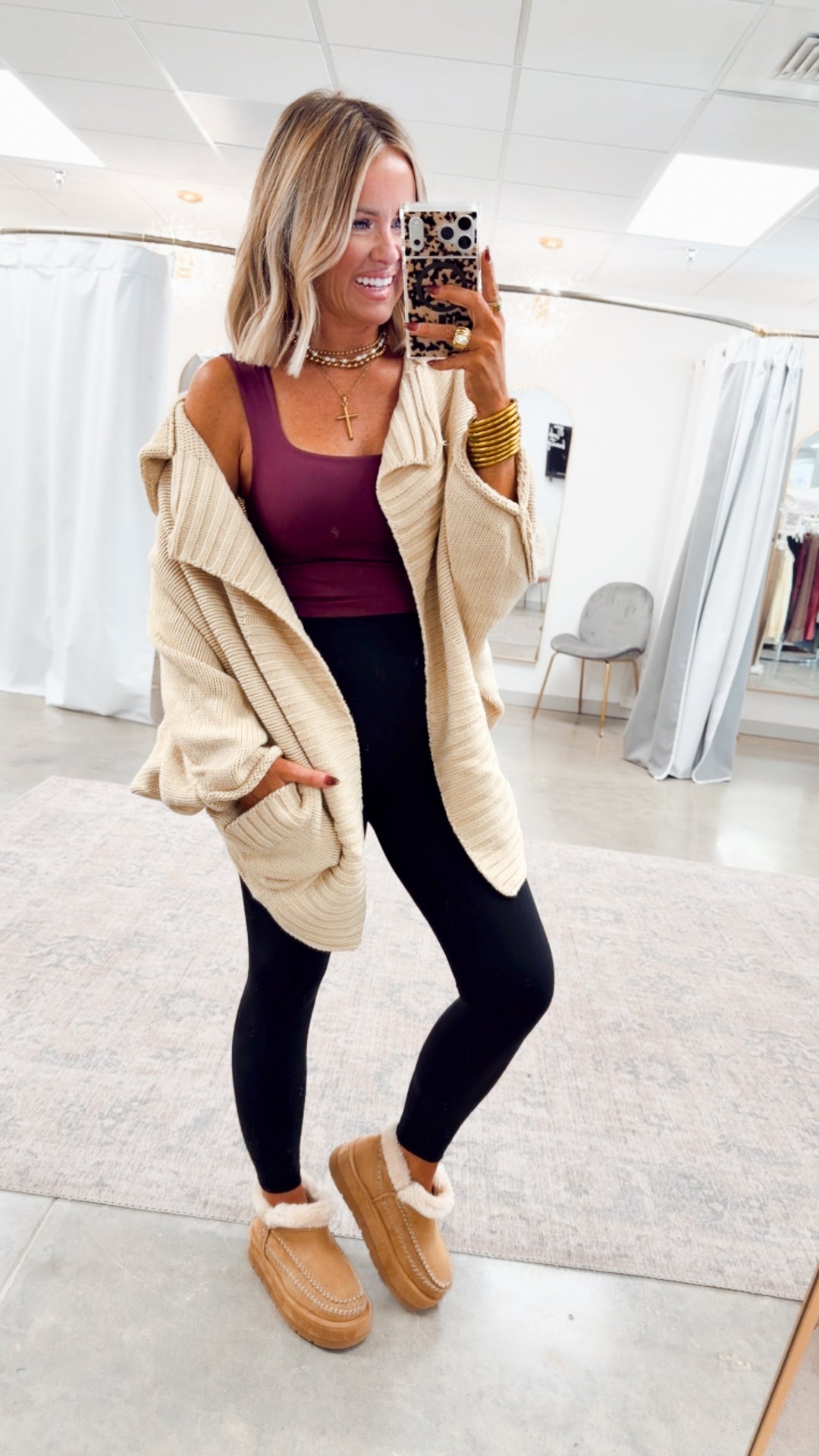 Amelia Drape Cardigan-Cream Beige