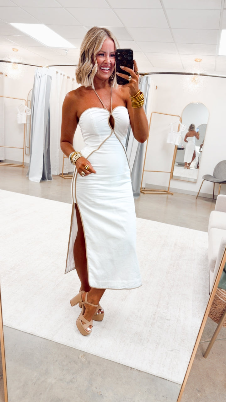 The Tahiti Tide Midi Dress-Off White