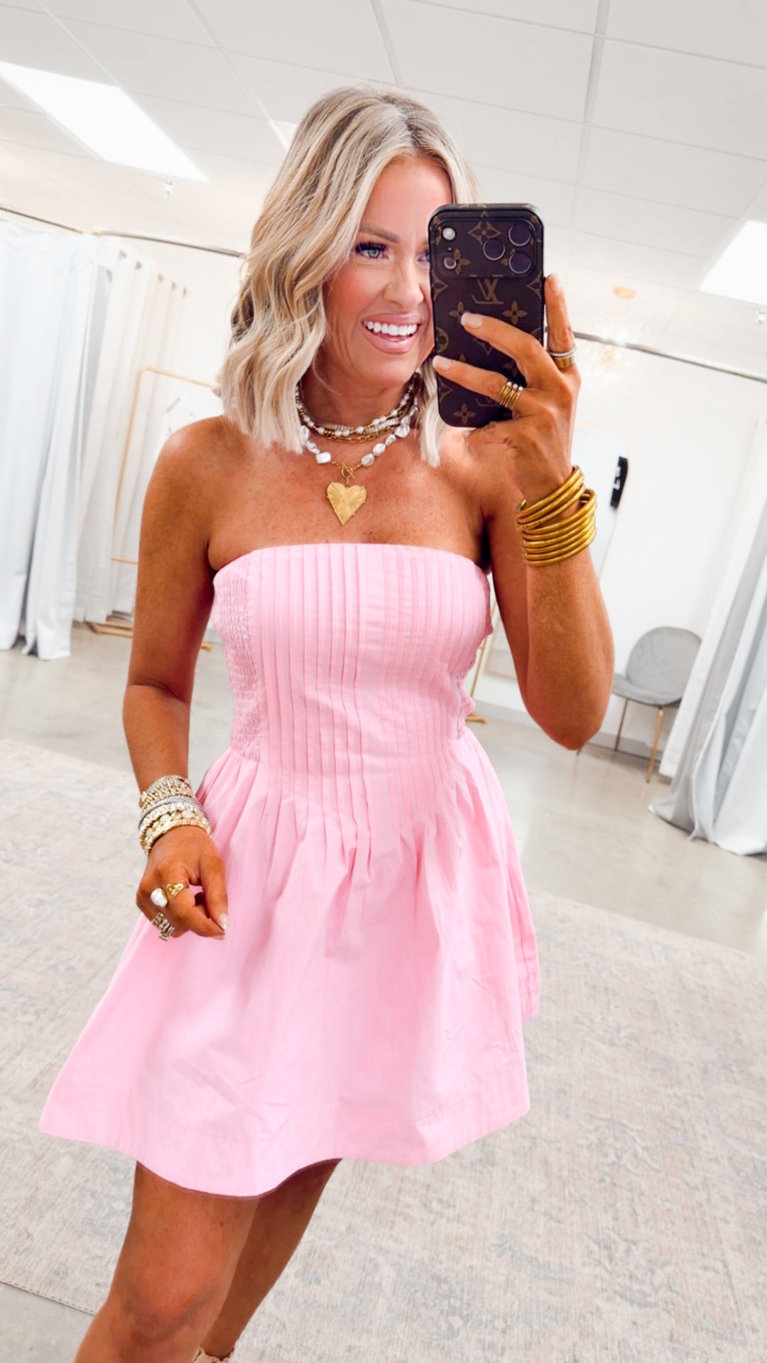 Rosebud Pleated Mini Dress