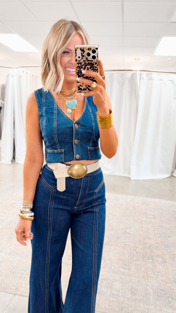 Nash Denim Vest-Dark Denim