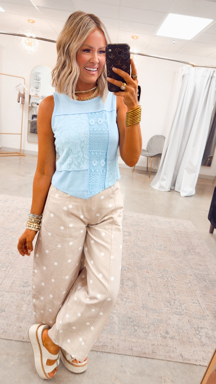 Lola Panel Tank-Powder Blue