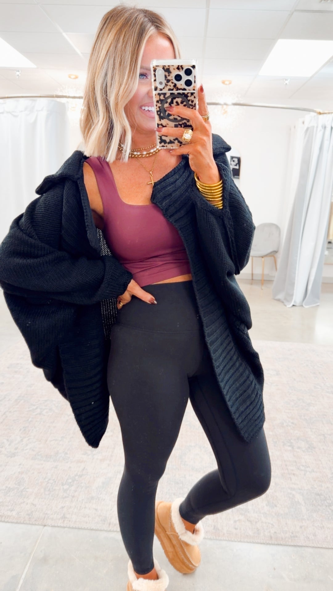 Amelia Drape Cardigan-Black