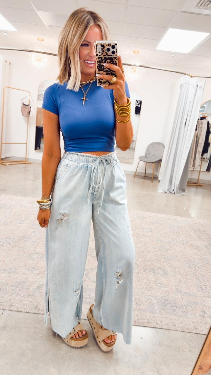 Seamless Crewneck Top-Marlin